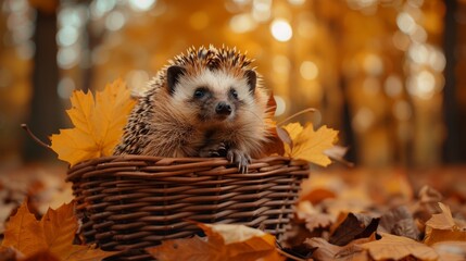 Adorable hedgehog in a vibrant forest setting with a beautifully blurred defocused background - Powered by Adobe