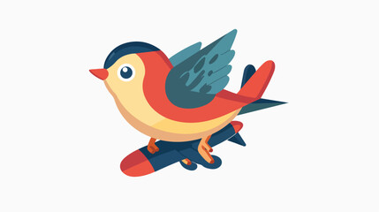 Playful bird riding airplane Vector Logo Design Animal