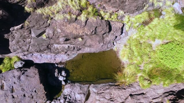 Beautiful waterfall at Charco Azul in El Podemos a Agaete on Gran Canaria, Canary Islands