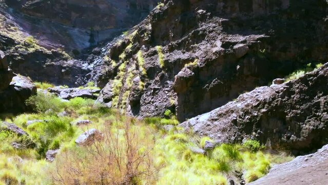 Beautiful waterfall at Charco Azul in El Podemos a Agaete on Gran Canaria, Canary Islands