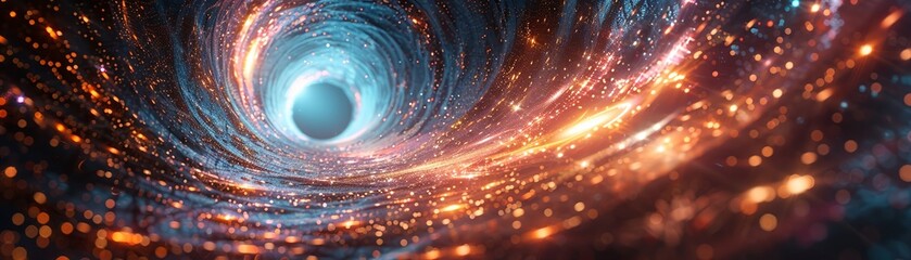 Hyperloop vortex, swirling patterns accelerating towards a vanishing point in deep space