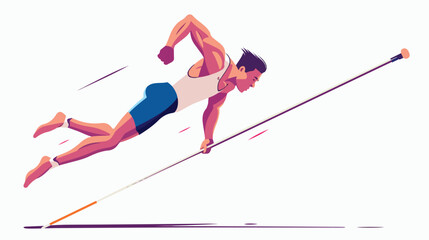 Pole vaulter flat vector isolated on white background