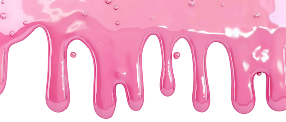 Abstract liquid pink drip isolated on white or transparent background
