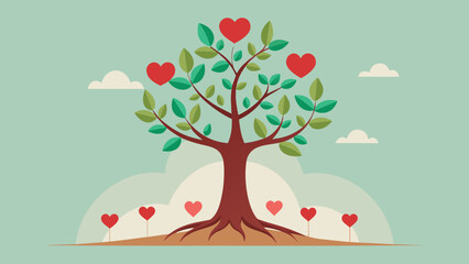 grow-tree-in-love-by-illustrator - obrazy, fototapety, plakaty