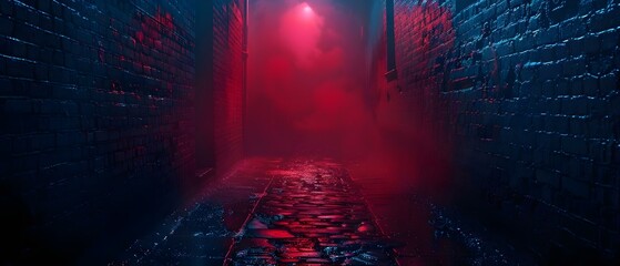 Midnight Mist in a Haunted Alley. Concept Urban Exploration, Night Photography, Mysterious Environment, Spooky Atmosphere