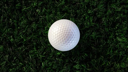 3d rendering of a golf ball on grass field