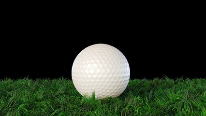 3d rendering of a golf ball on grass field
