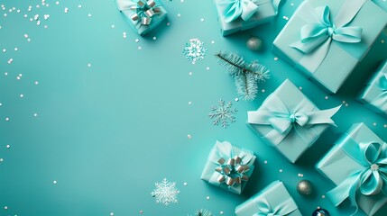 Green gift box ribbon sparkle background