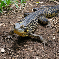 Naklejka premium (Varanus bengalensis)monitor lizard, Varanus bengalesis in water