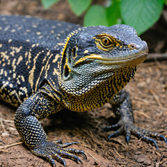 (Varanus bengalensis)monitor lizard, Varanus bengalesis in water