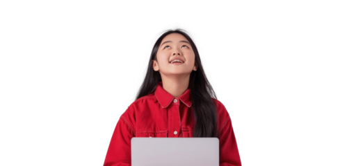 Smiling Young Woman with Laptop