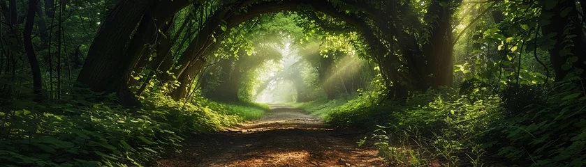 Foto auf Acrylglas Enchanted forest archway dappled sunlight © Creative_Bringer