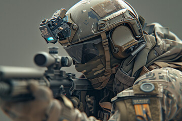 digitally rendered special operations equipment, showcasing the agility and precision of elite military units in high tech style. - obrazy, fototapety, plakaty