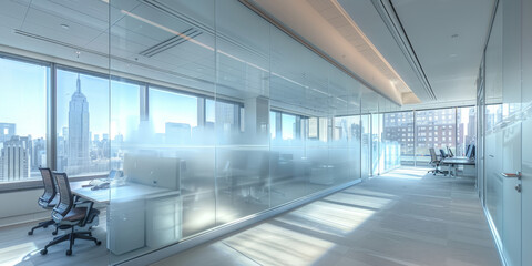 Beautiful blurred background of a light modern office interior . Glass Office Room modern office	
