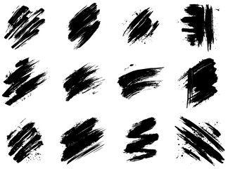 strokes with a dry brush, black pattern silhouette overlay vector, shape print monochrome design, laser cutting engraving nocolor - obrazy, fototapety, plakaty