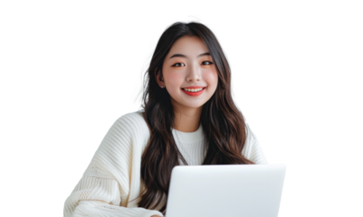Young Asian Woman with Laptop