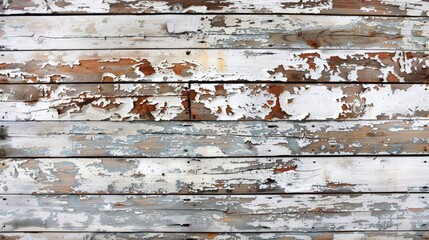 Aged white brown wooden texture with chipped paint distressed wood backdrop