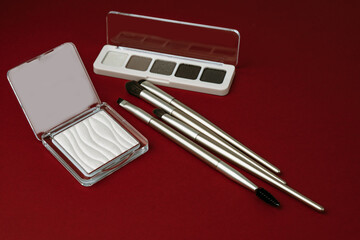 Set of cosmetics on a white background. Tools of a Make-Up Artist.