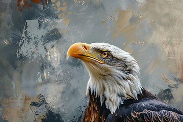 majestic eagle with beak pointed skyward calling out against dramatic upscaled background digital painting