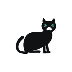 vector isolated silhouette cat, Cute cartoon black cat, cat logo, and cat icon for graphic resources