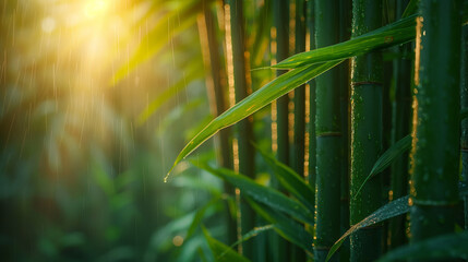 Lush bamboo forest, sun on bamboo, HD, close-up, photography, National Geographic.