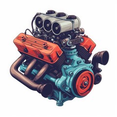 engine logo vector illustration of cartoon car motor vehicle engine
