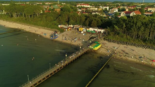 Fishing Pier Ustronie Morskie Molo Dla Wedkarzy Aerial View Poland