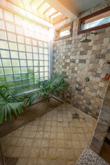 Natural stone bathroom shower