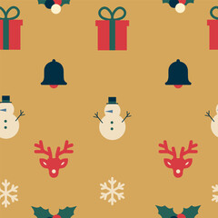 Bauhaus  geometric retro Christmas seamless pattern