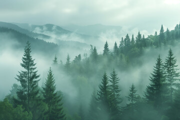 Obraz premium Forest in fog