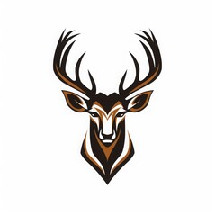 deer head logo on plain white background vector logo, simple 2D illustration