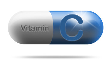 Vitamin C medicine capsule for dietary supplement concept,