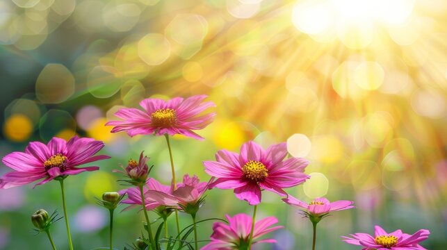 Vibrant spring floral background  colorful nature landscape with soft focus flowers in early summer