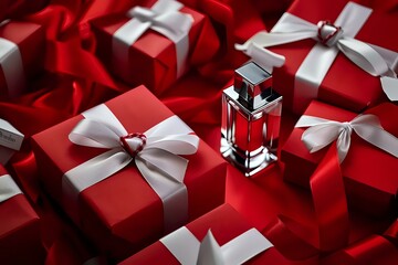 Glamorous Perfume Gift Set with Red and White Ribbons