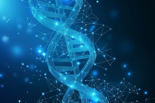 DNA double helix in light blue futuristic style, DNA background, medical background, DNA double helix background, genetic background, banner for genetic science, medical banner