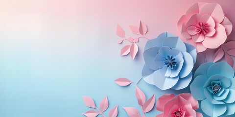
A paper art background flower, copy space in the middle, vibrant color palette for banner
