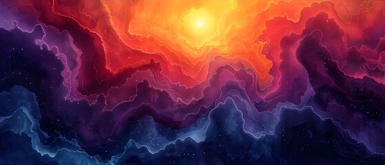 Vibrant Cosmic Mandala Waves. Concept Galactic Skies, Celestial Patterns, Abstract Universe