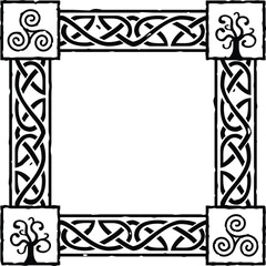 Small Square Celtic Frame - Tree, Spiral