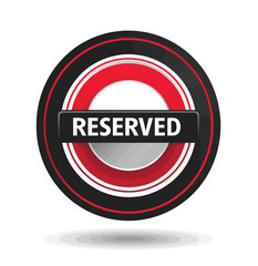 a red and black logo with the word reserved