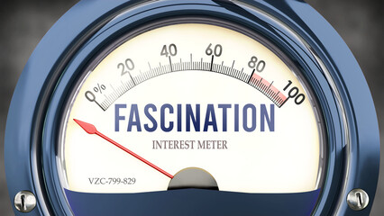 Fascination and Interest Meter that hits less than zero, showing an extremely low level of fascination, none of it, insufficient. Minimum value, below the norm. Lack of fascination. ,3d illustration - obrazy, fototapety, plakaty