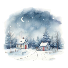 Fototapeta premium PNG Christmas minimal countryside architecture building
