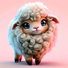 3D furry forest animal with beautiful colors and white background. with Generative AI technology	