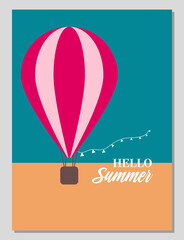 Summer mood. Summer card or poster concept in flat design. Balloon vector illustration in geometric style.
