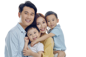 Asian family father mother child transparent background