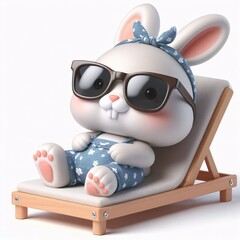 Bunny on vacation, Generative AI - obrazy, fototapety, plakaty