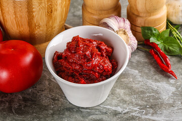 Natural organic red tomato paste