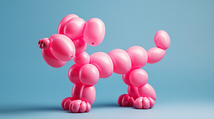 Dog made of pink balloons