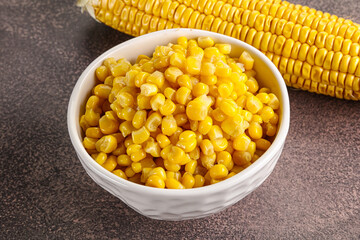 Marinated corn in the bowl