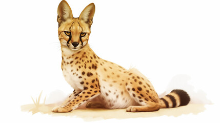 Serval no fundo branco - Ilustração