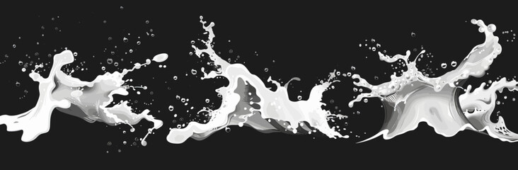 a splash of milk on a black background - obrazy, fototapety, plakaty